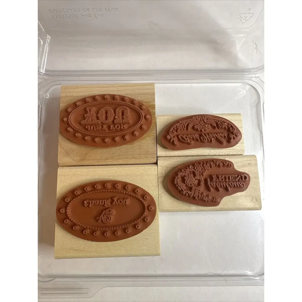 Stampin’ Up Oval All set of 4 rubber stamps‎ Thank You, Best Wishes, Friend